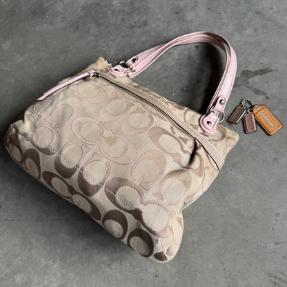 Coach Y2K Poppy Signature Pink Satin Tote Bag