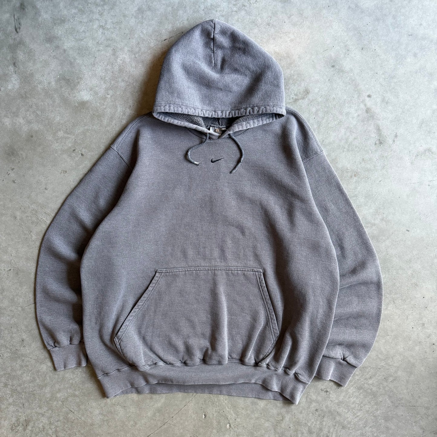 Vintage Nike Stone Grey Center Swoosh Baggy Hoodie
