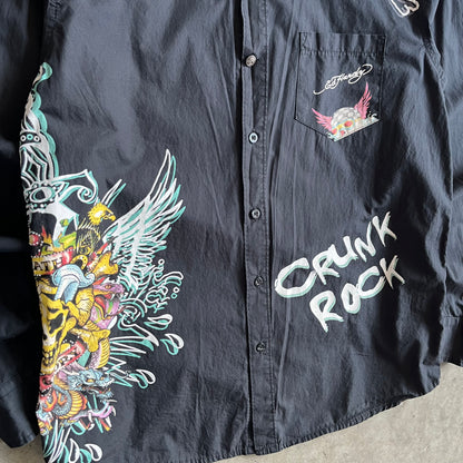 Y2K Ed Hardy Christian Audigier Crunk Rock Tattoo Button Up