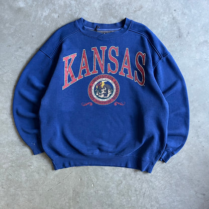 Vintage University Of Kansas Crest & Spell-Out Sweatshirt