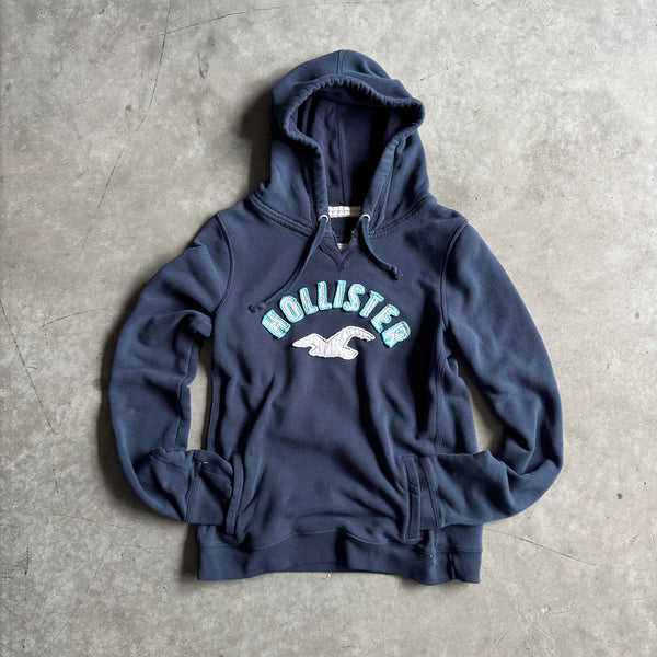 Women’s Y2K Hollister Navy Blue Embroidered Baggy Hoodie