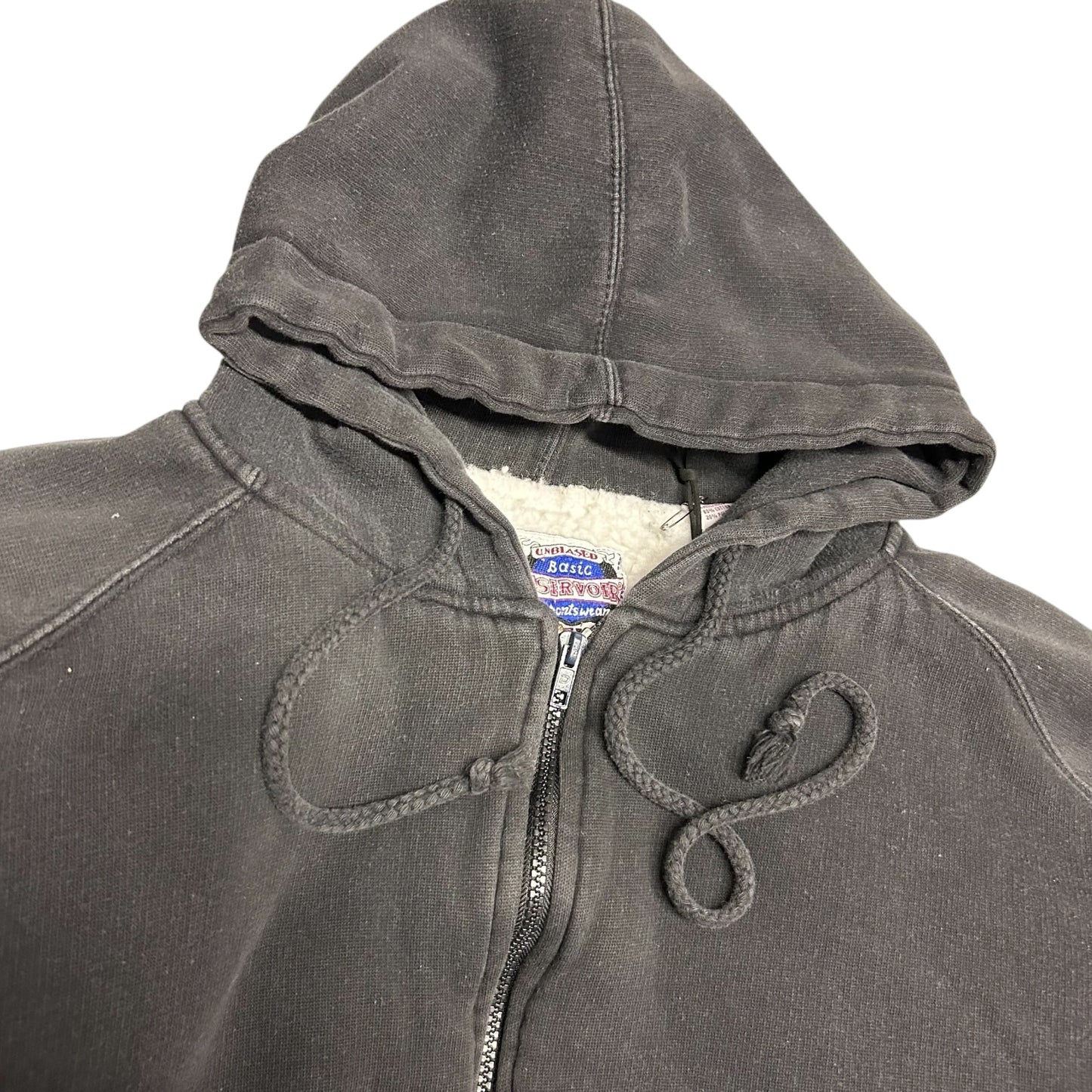 Vintage Reservoir Sherpa Lined Black Zip Up Hoodie