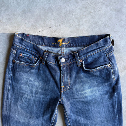Y2K 7 For all Mankind Dark Blue Straight Leg Bootcut Jeans
