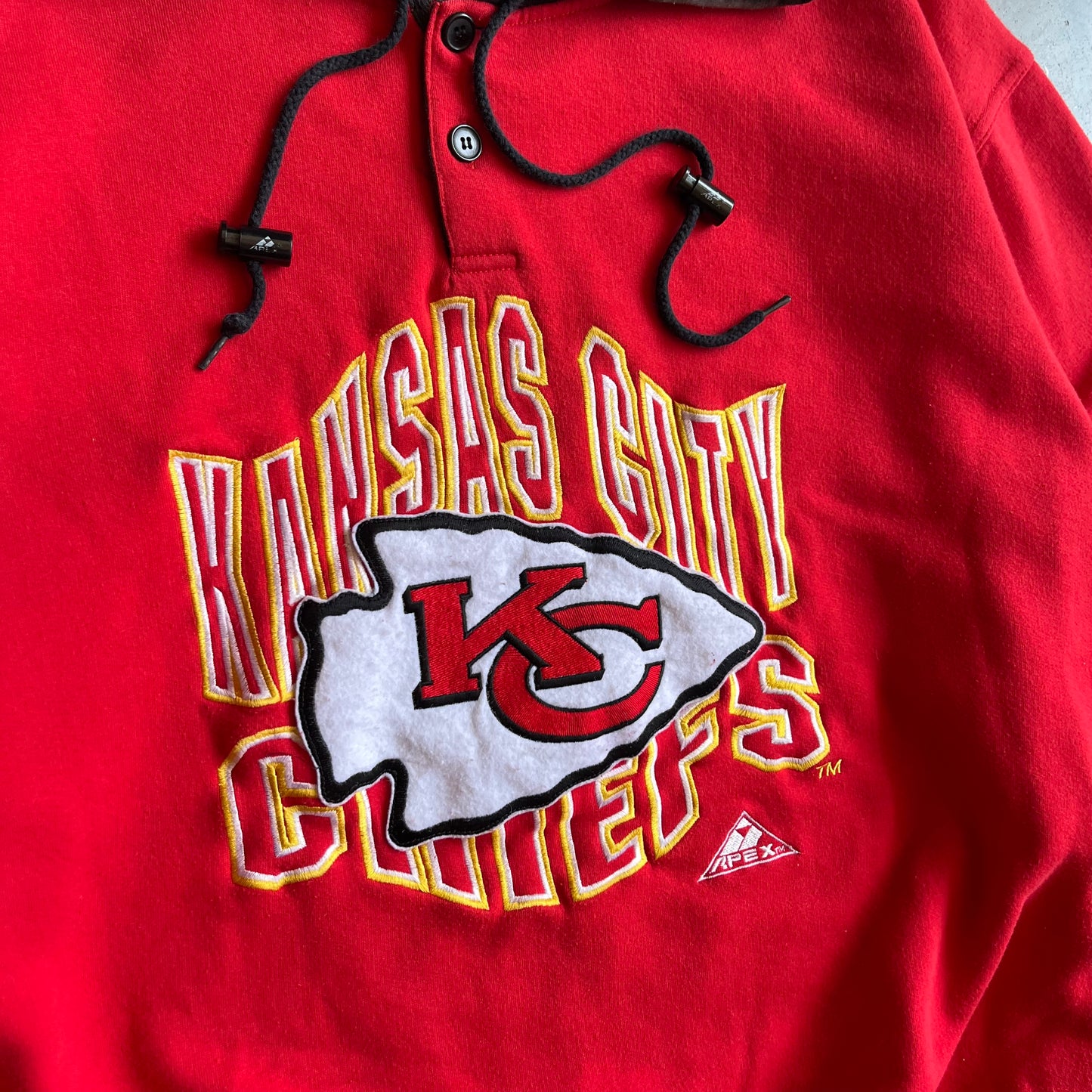 Y2K Kansas City Chiefs Sun Faded Embroidered Hoodie