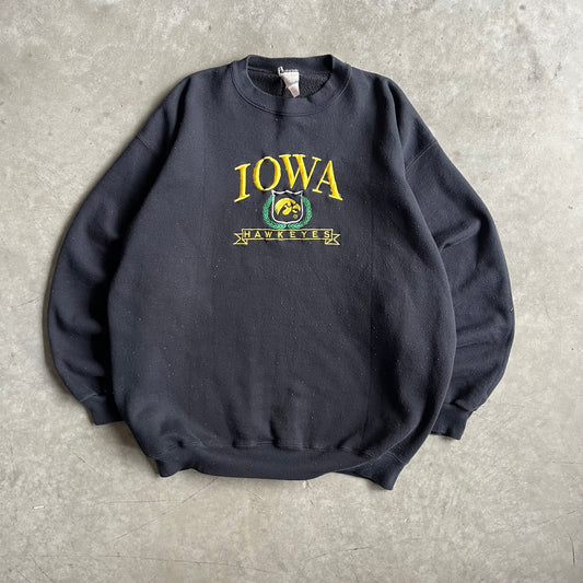 Vintage Iowa Hawkeyes Competition Crest Black Sweatshirt