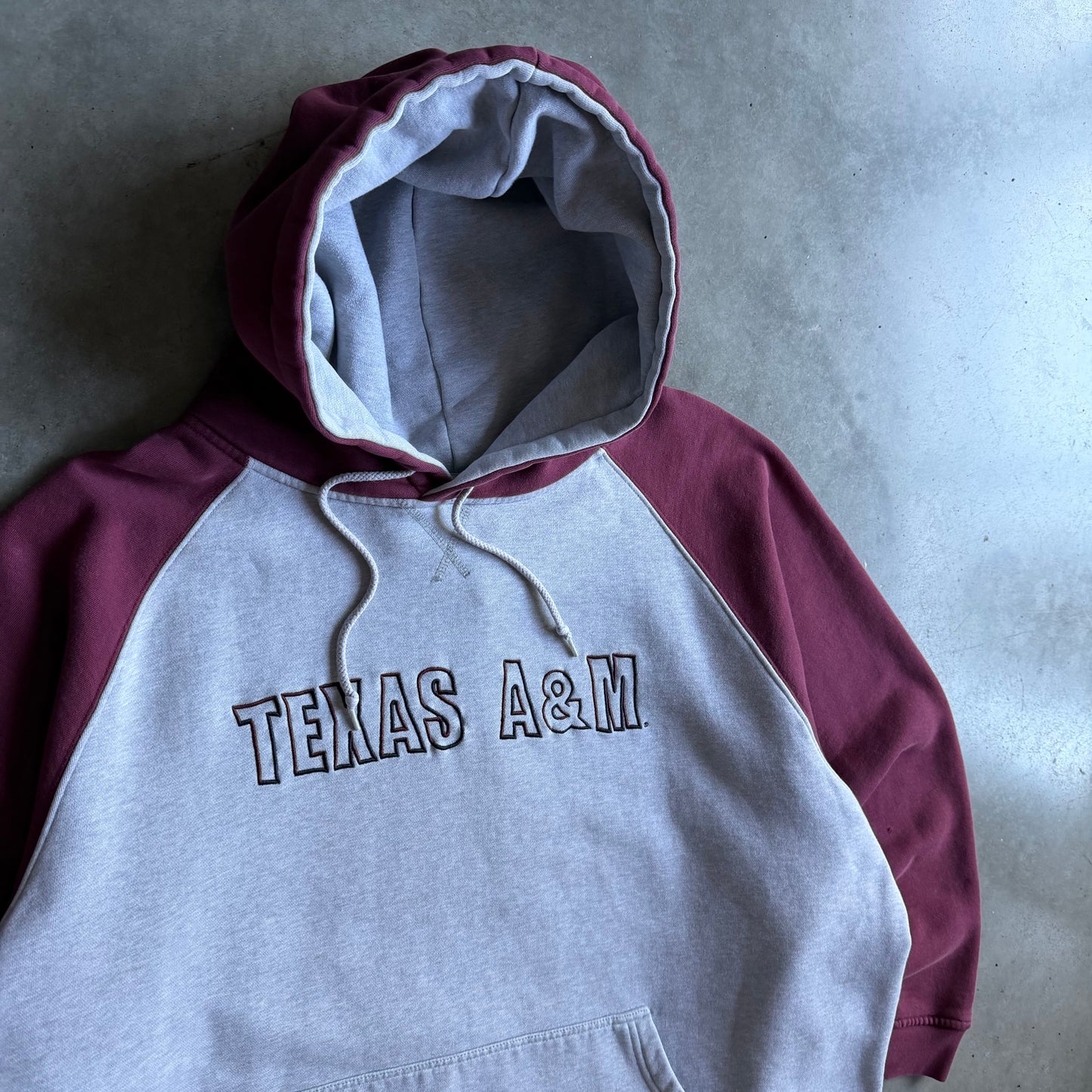 Y2K Texas A&M Gray and Maroon Embroidered Hoodie