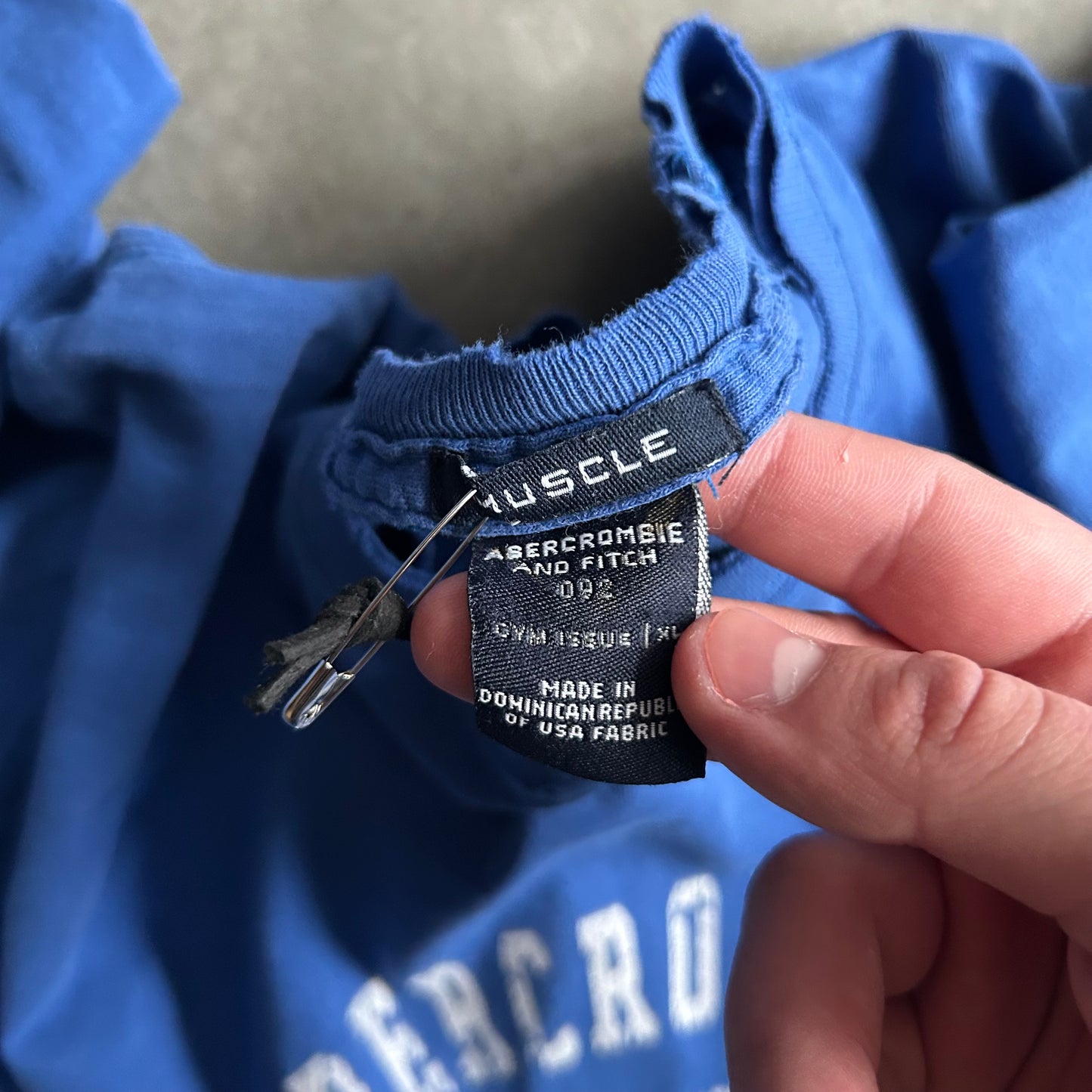 Y2K Distressed Abercrombie & Fitch Spell Out Blue LS Tee