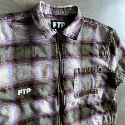FTP FW19 Green & White Shadow Plaid Zip Up Flannel