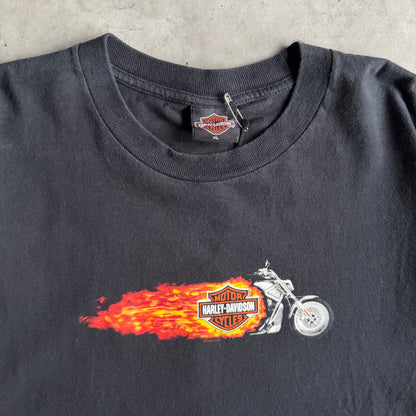 Y2K Harley Davidson Flame Bike T Shirt