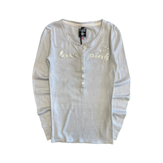 Women’s 2K10 Love Pink Henley Glitter Top
