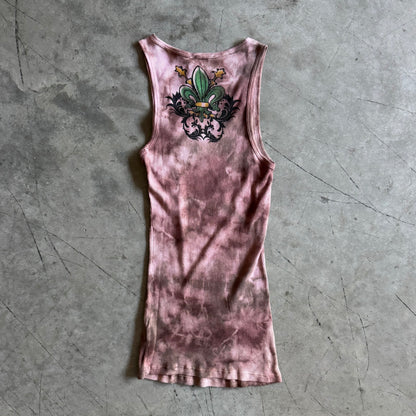 Y2K Vocal Brown Tie Dye Rhinestone Fleur Tank