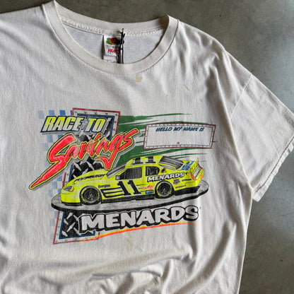 Vintage Menards “Race To Savings” Stock Car Tee