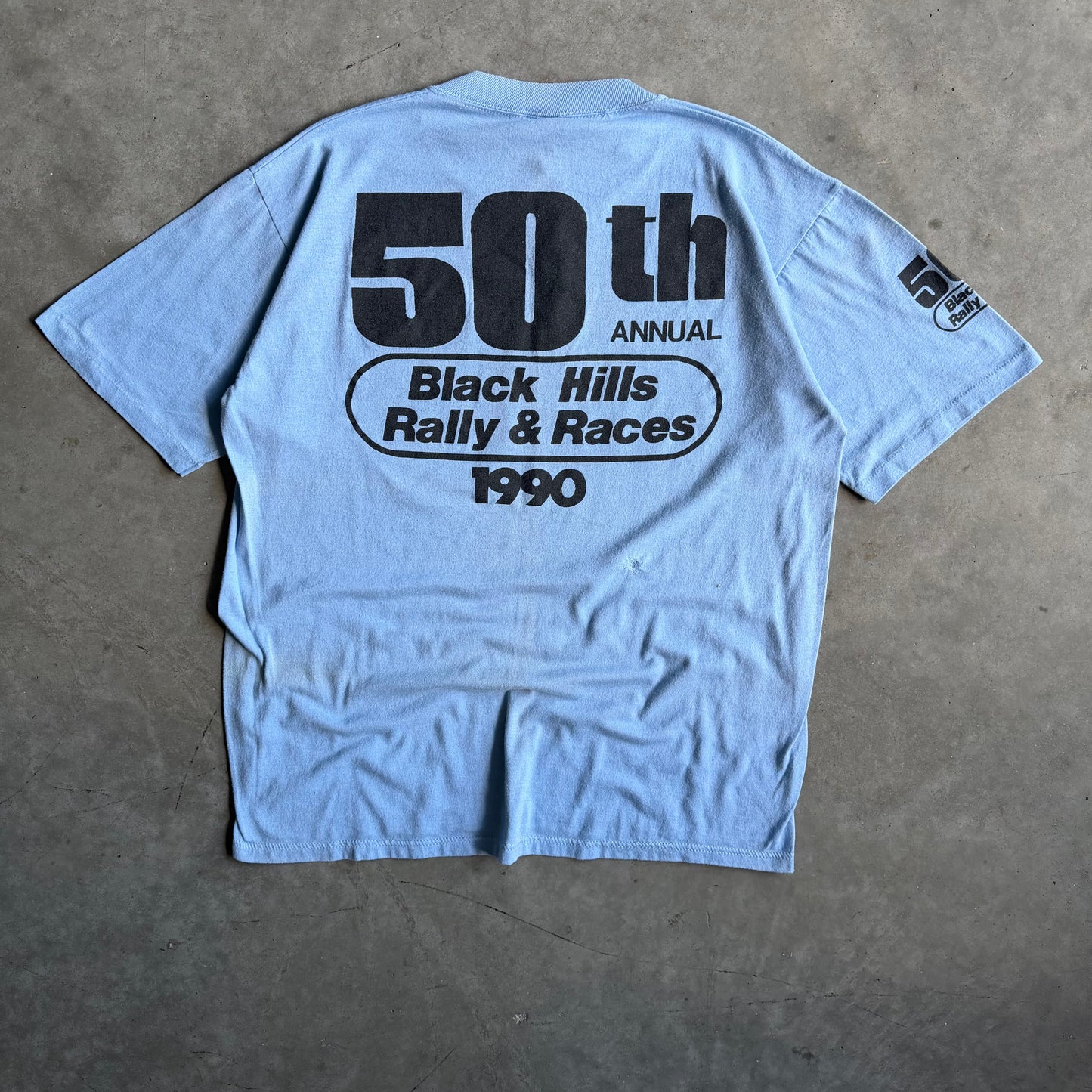 Vintage 1990 Sturgis 50th Anniversary Baby Blue Tee
