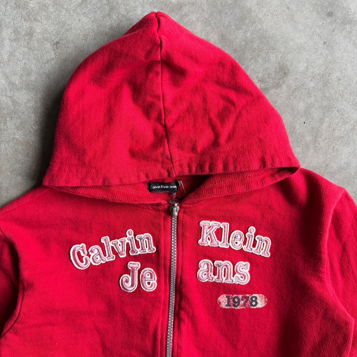 Y2K Youth Calvin Klein Jeans Layered Text Zip Up Hoodie