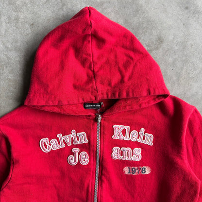 Y2K Youth Calvin Klein Jeans Layered Text Zip Up Hoodie