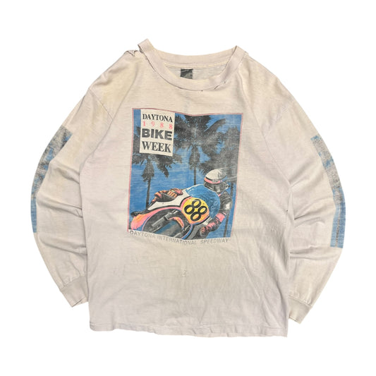 Vintage 80s Thrashed Daytona Bike Week Longsleeve