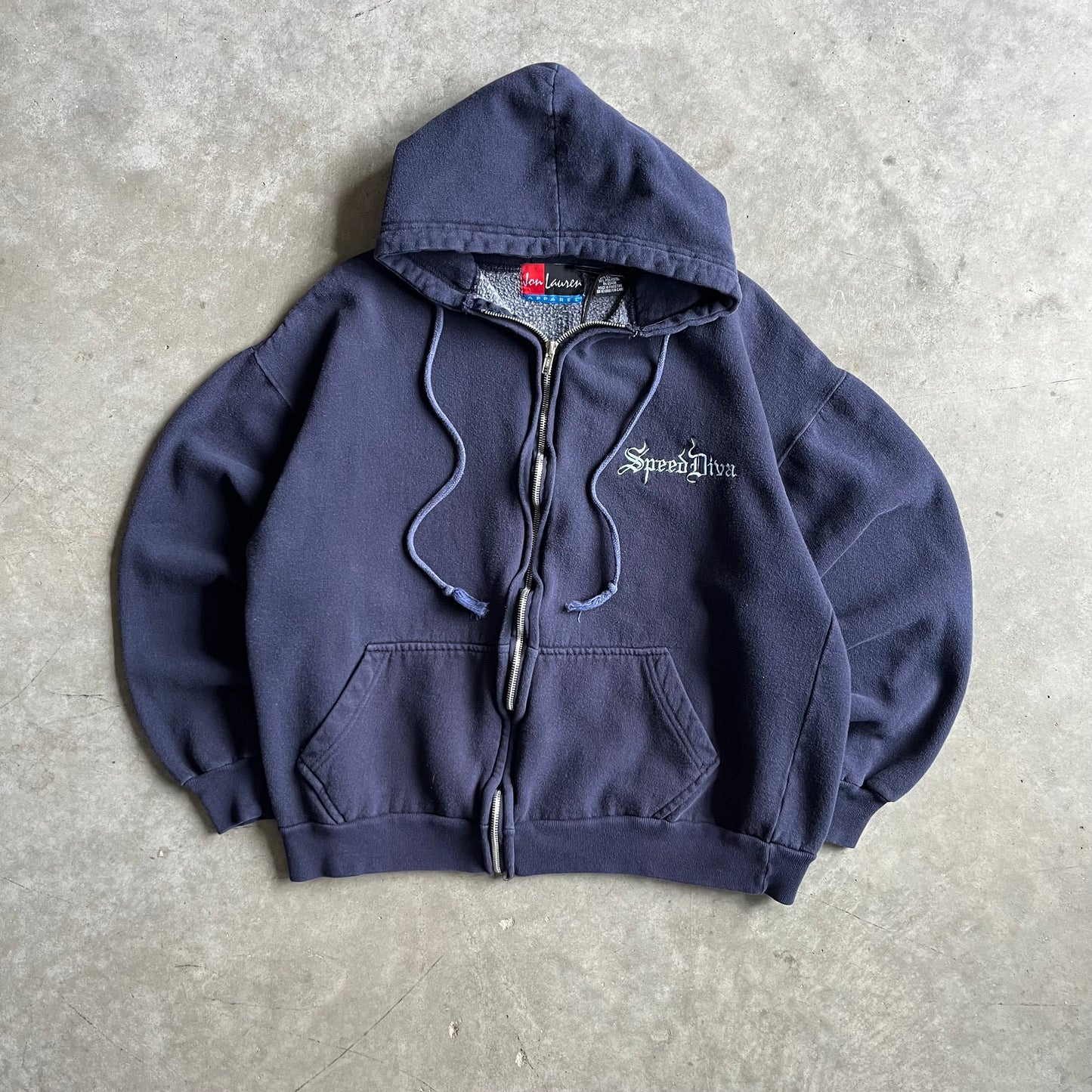 Vintage SpeedDiva Navy Boxy Zip-Up Sweatshirt