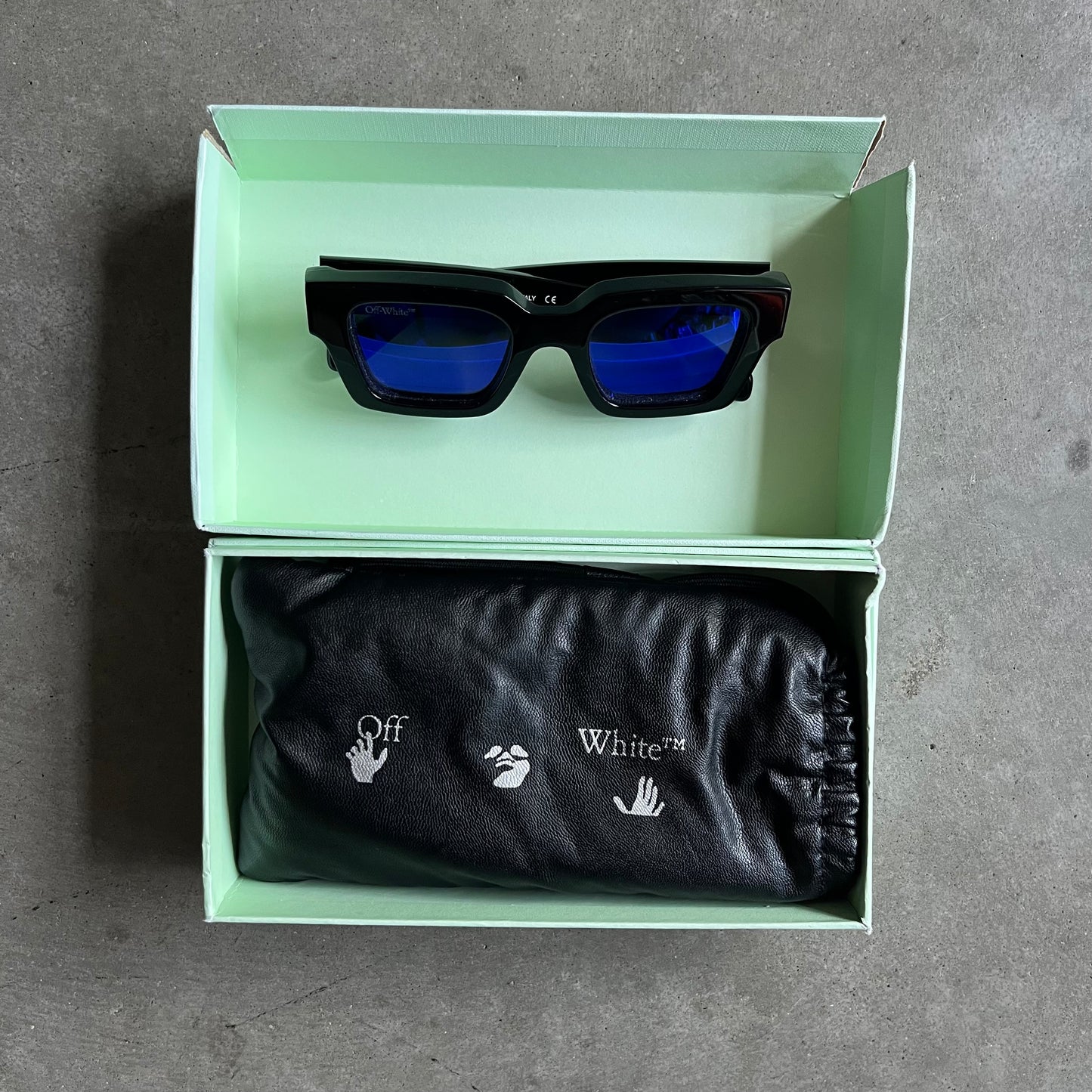 Off-White ‘OERI022’ Virgil Sunglasses Black w/ Blue Lens