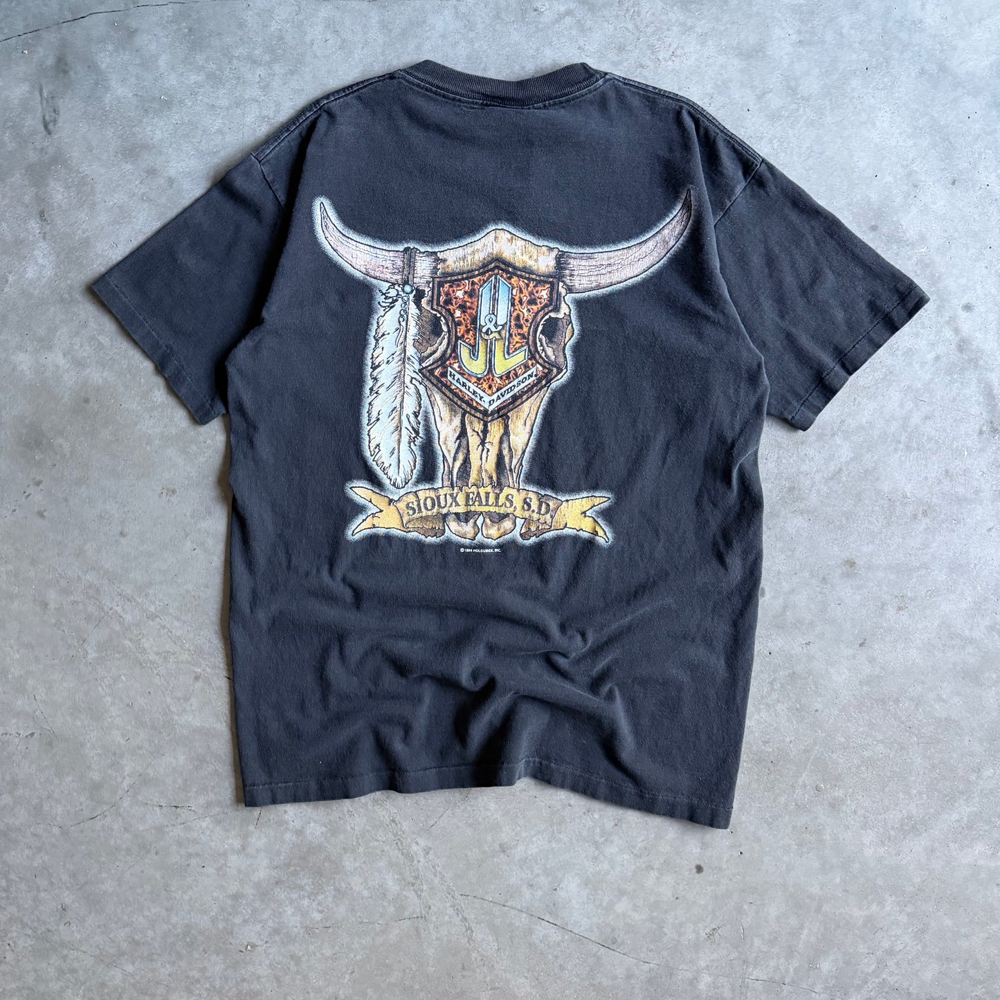 Vintage J&L Harley Davidson Sioux Falls Spell-Out Tee