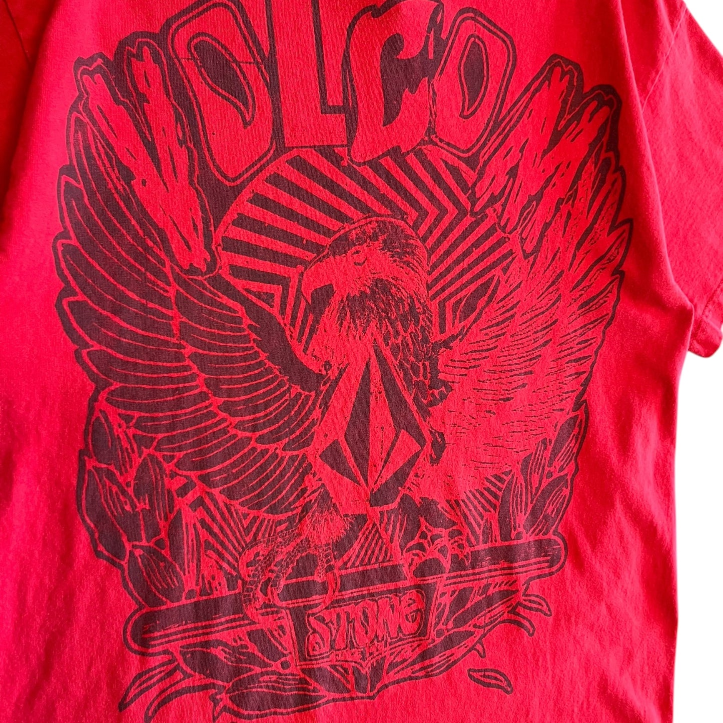 Y2K Volcom Red Eagle Spell Out Skate Tee