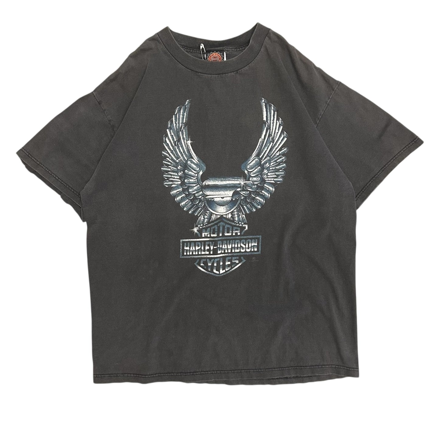 Vintage Harley Davidson Chrome Engine Wings T Shirt