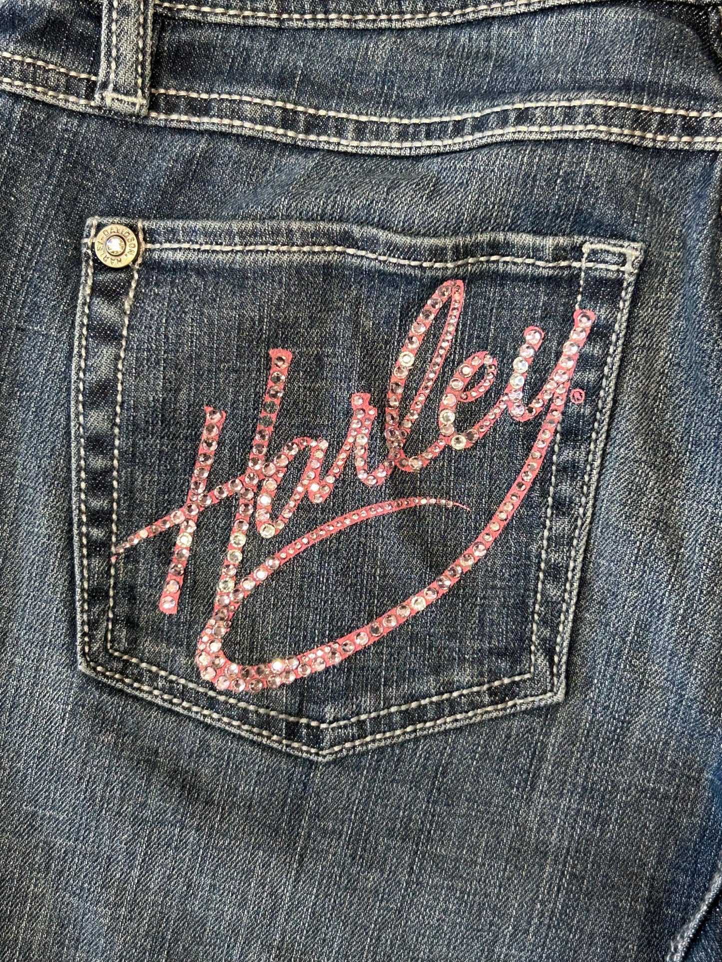 Women’s Y2K Harley Davidson Jeans With Bling