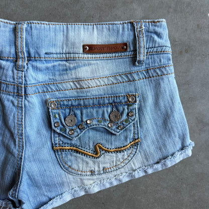 Y2K Almost Famous Raw Hem Light Blue Denim Shorts