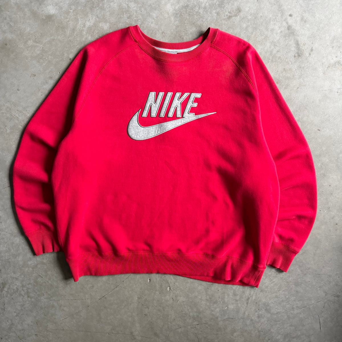 Vintage Nike Spellout Swoosh Red Crewneck Sweatshirt