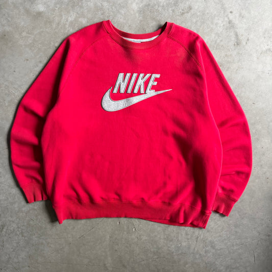 Vintage Nike Spellout Swoosh Red Crewneck Sweatshirt