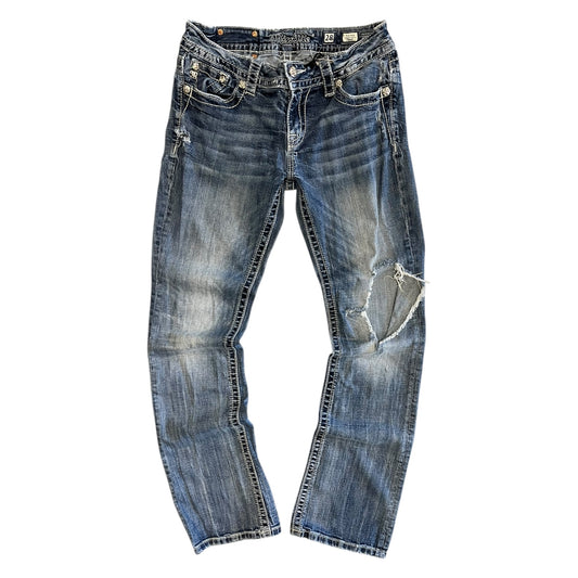 Y2K Miss Me Relaxed Bootcut Jeans w/ Knee Hole