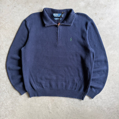 Polo Ralph Lauren Navy w/ Green Pony Quarter Zip Sweater