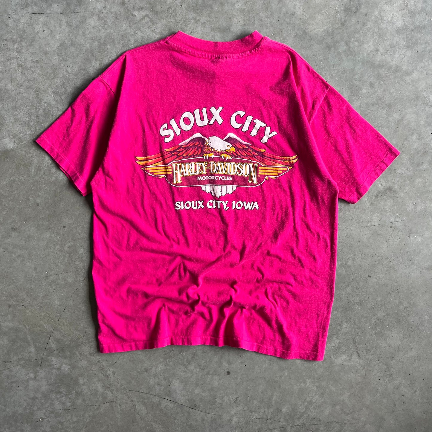 Vintage Sioux City Harley Davidson Pink Eagle Tee