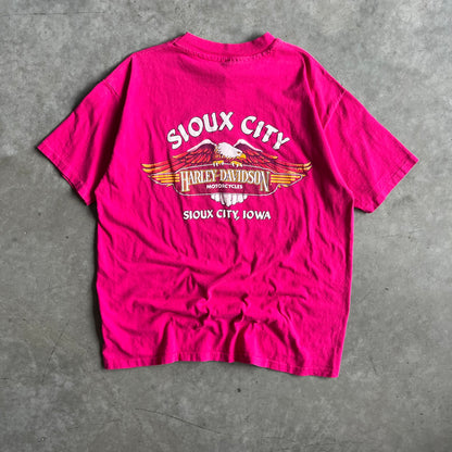 Vintage Sioux City Harley Davidson Pink Eagle Tee
