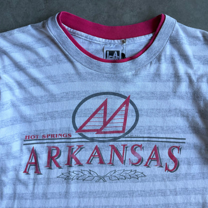 Vintage Arkansas Hot Springs Striped Double Neck Tee