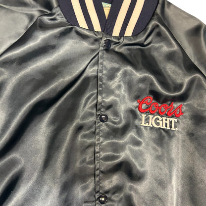 Vintage Navy Coors Light Satin Bomber Jacket