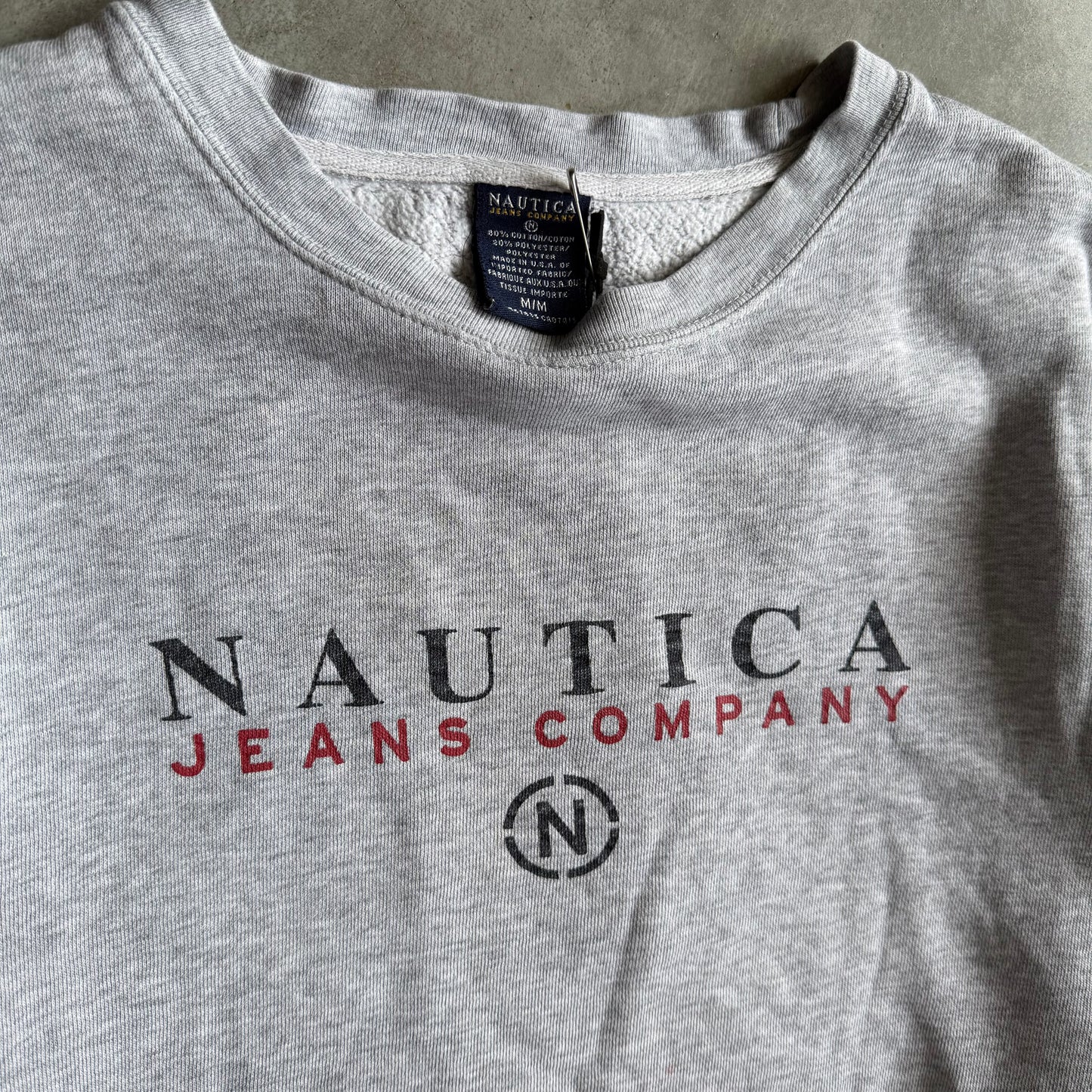 Y2K Nautica Jeans Company Spellout Gray Sweatshirt