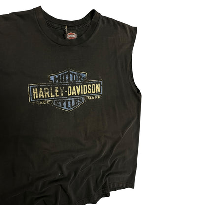 Y2K Harley Davidson Faded Blue Emblem Sleeveless