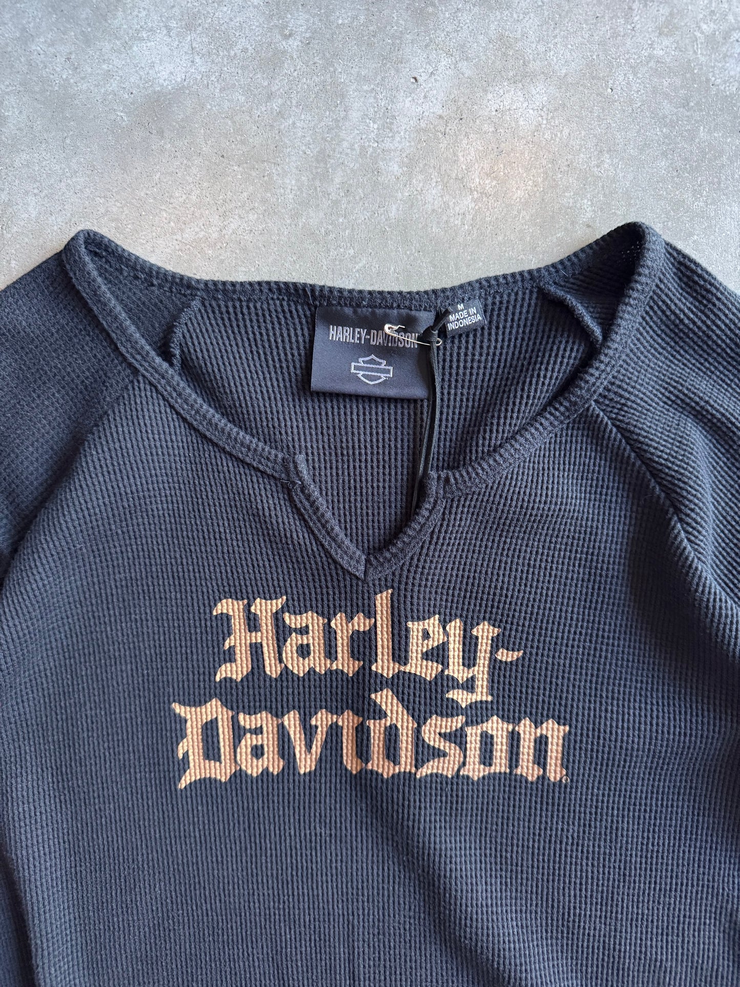 Women’s Harley Davidson Black Waffle Knit Spellout