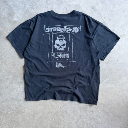 Y2K Harley Davidson Sturgis 70th Anniversary Skull Sketch Tee