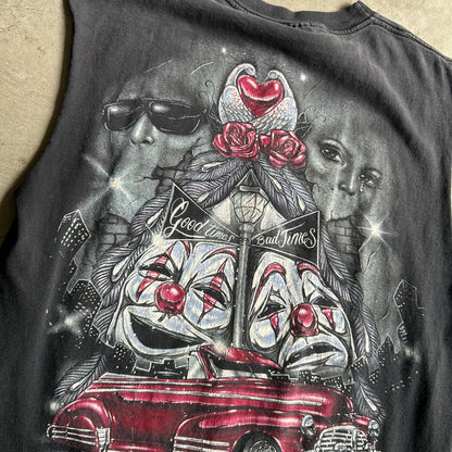 Vintage Aztlan Air Brush Car and Clown Masks Cut Off Tee