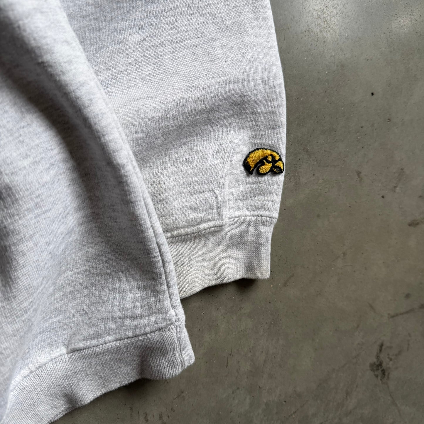 Y2K “Iowa” Black & Golden Embroidered Spell-Out Sweatshirt