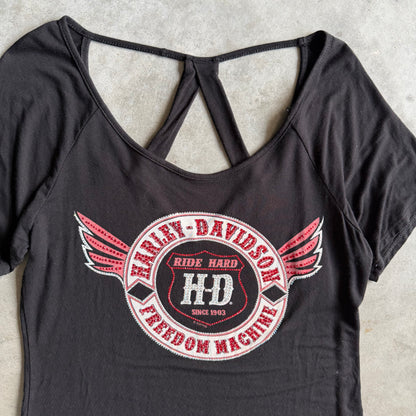 Women’s Harley Davidson Black “Freedom Machine” Bling Tee