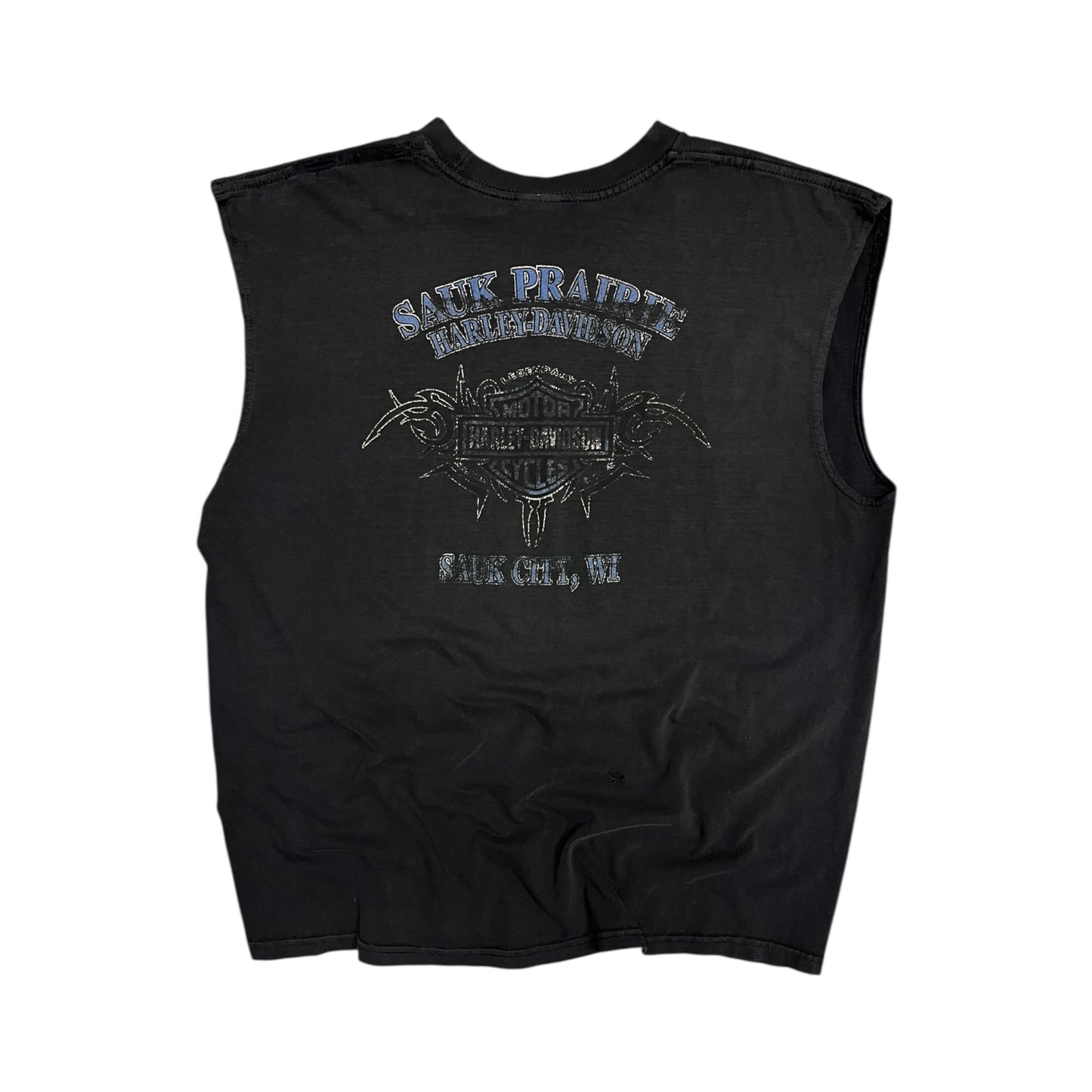 Y2K Harley Davidson Faded Blue Emblem Sleeveless