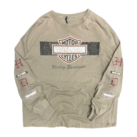 Y2K Harley Davidson Tan Longsleeve T Shirt