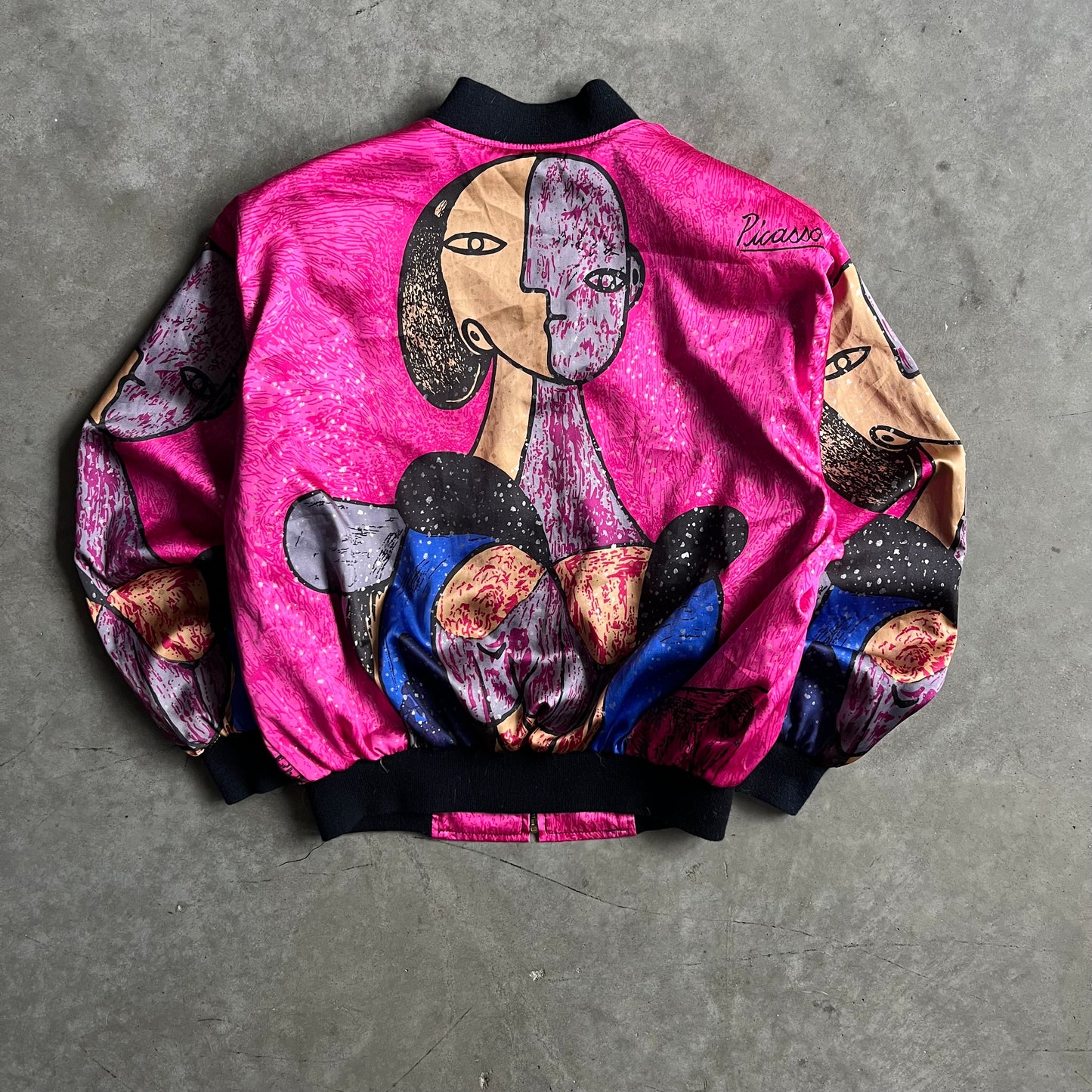 Vintage Pablo Picasso Abstract Art Graphic Satin Bomber jacket