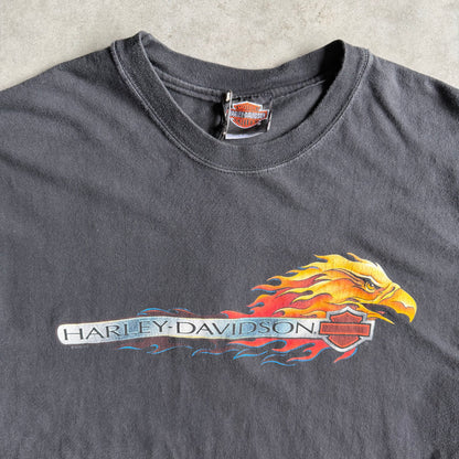 Vintage 90s Harley Davidson Flame Eagles Spell Out Arizona T Shirt