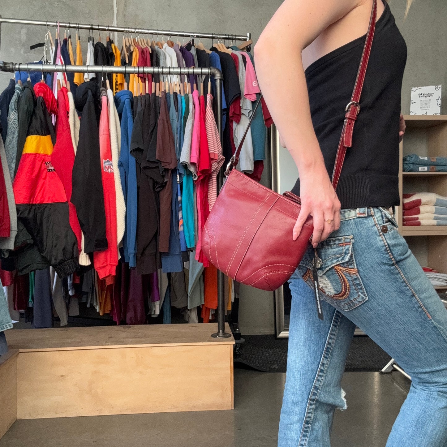 Coach Minimalistic Red Leather Crossbody