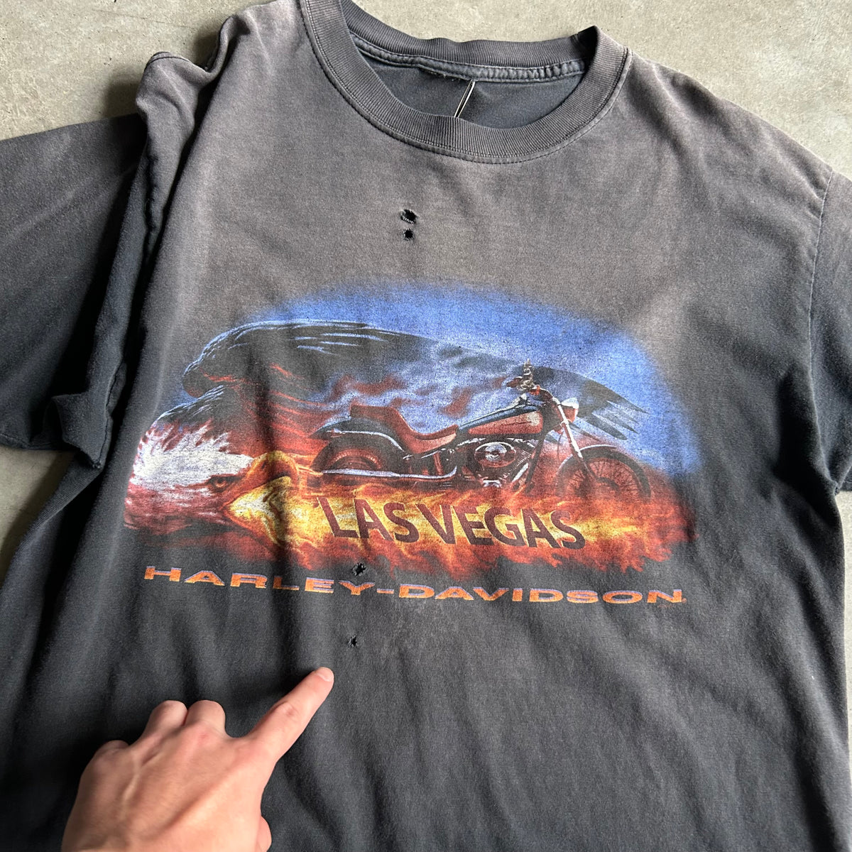 Vintage Harley Davidson Las Vegas Fader Flame Eagle T Shirt