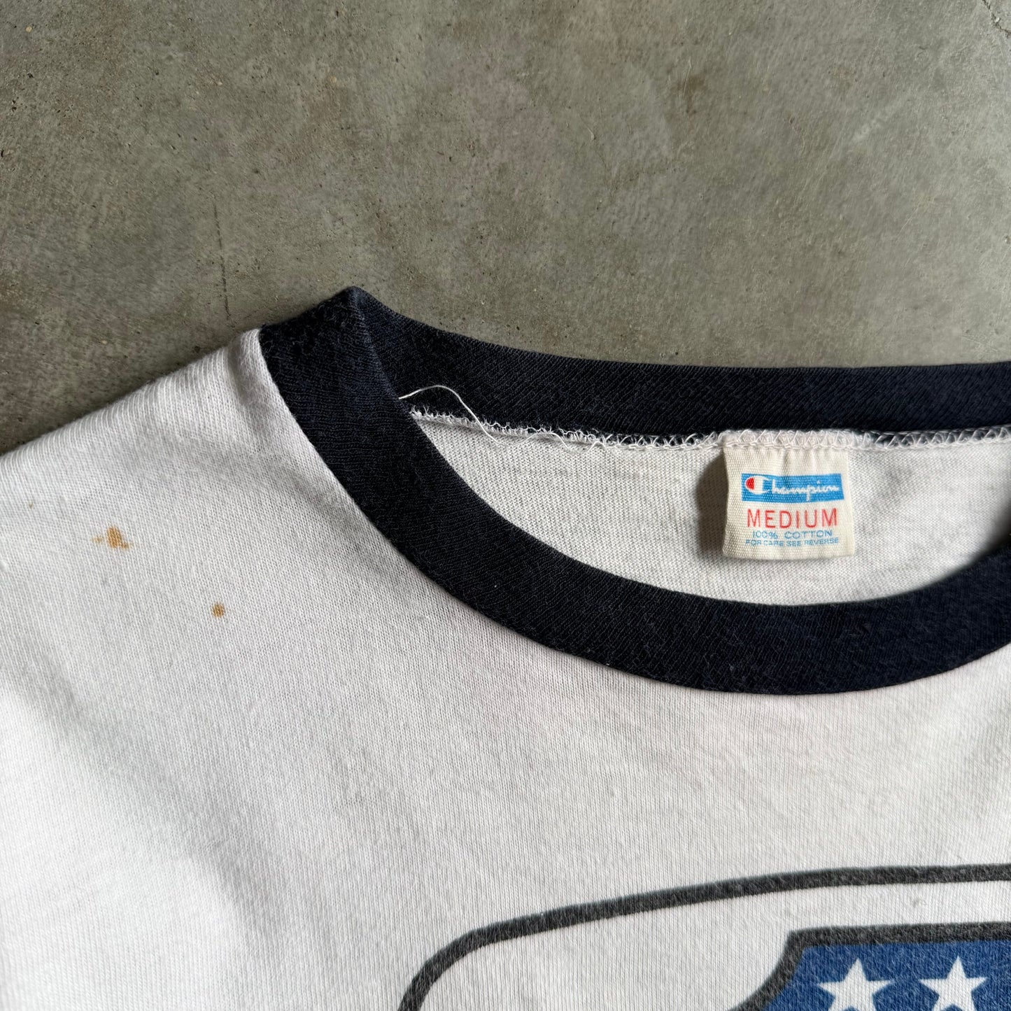 70s Champion Harley Davidson San Diego 1 Logo White Ringer Tee