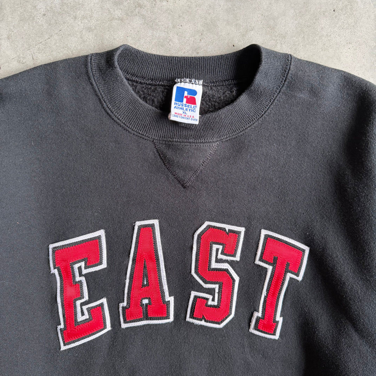 Vintage Russell Athletic “East” Spell-Out Black Sweatshirt